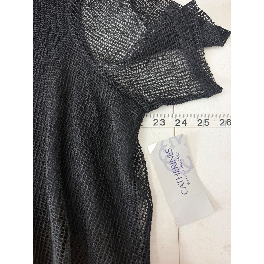 Catherines Black Mesh Lace Overlay V-Neck Top Plus Size 1X 18/20W NEW - Picture 10 of 12